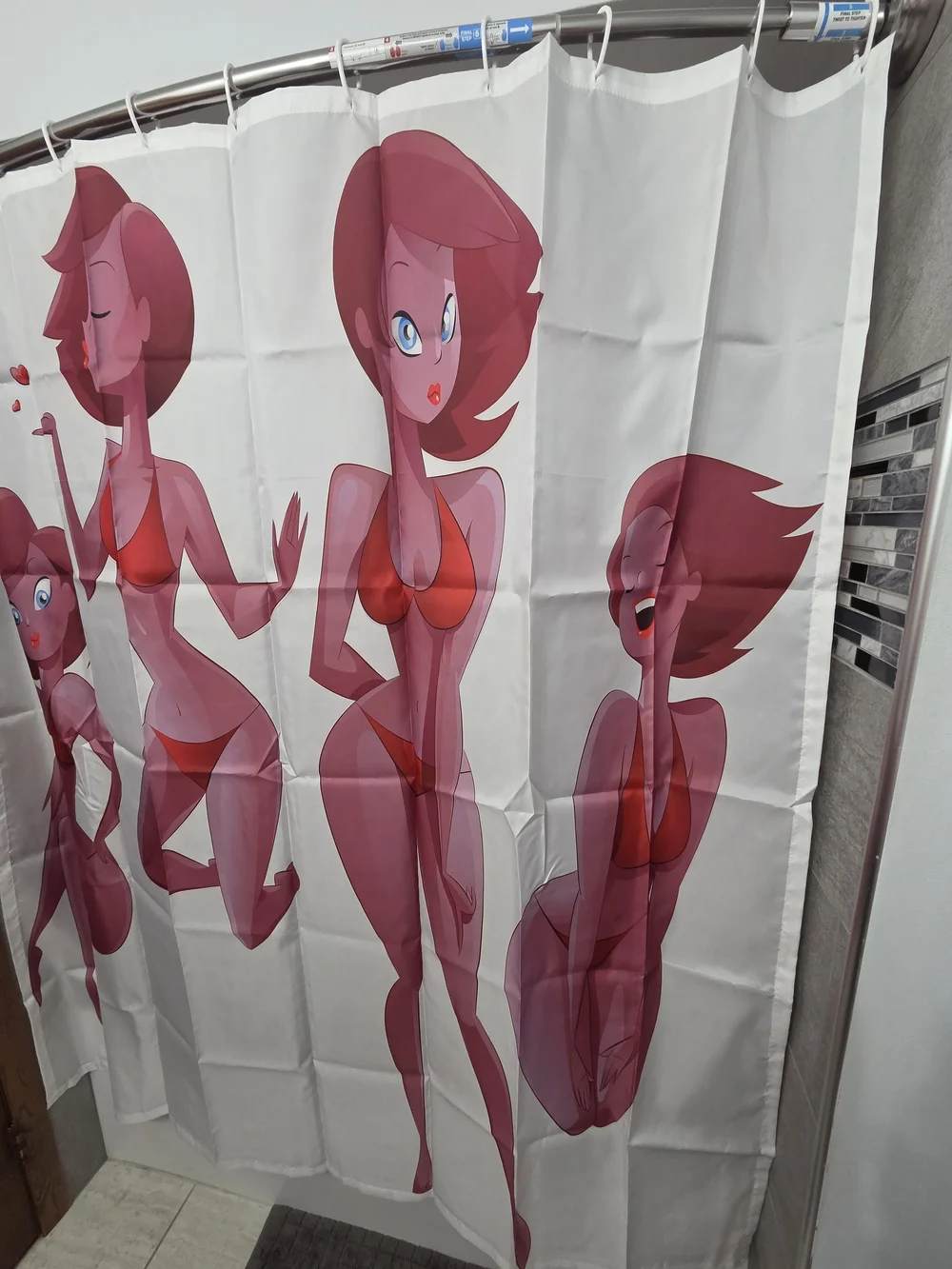 Cartoon Bikini Girl Fabric Water Resistant Shower Curtain